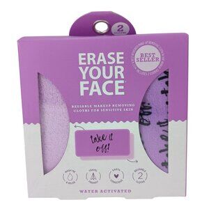Erase Your Face Reusable Makeup Removing Cloths For Sensitive Skin 2 Cloths